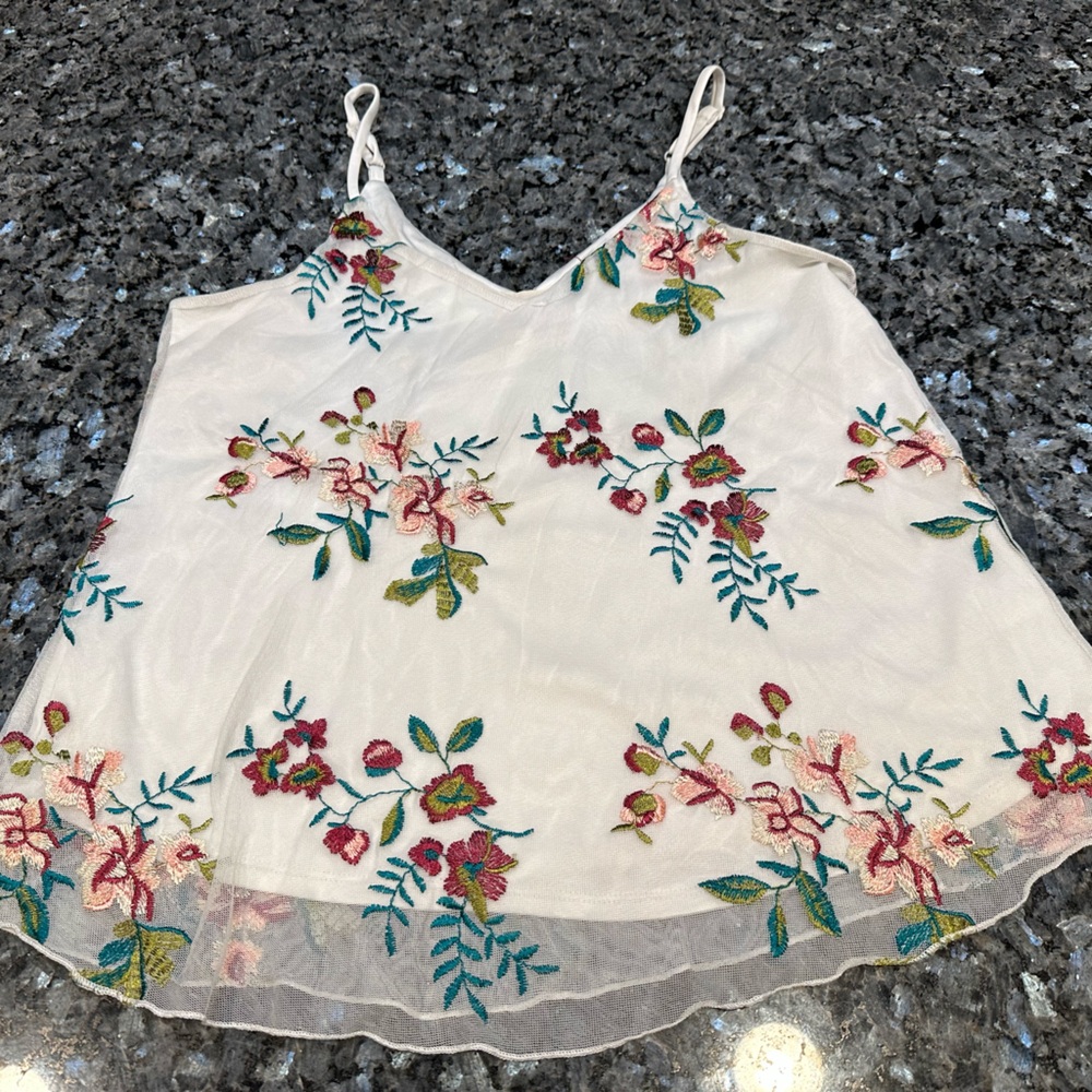Willow Layered Embroidery Floral Tank Top